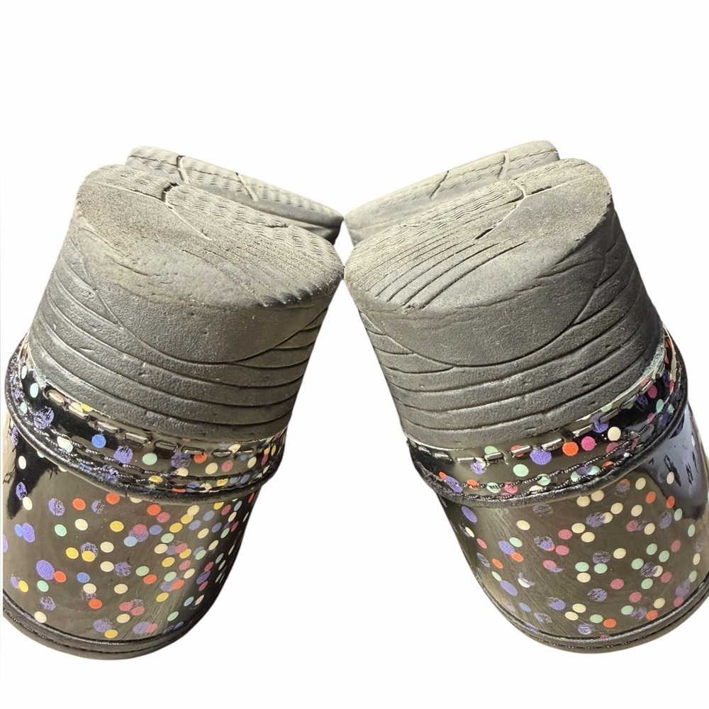 Dansko LT Pro Patent Confetti polka dot slip on clogs black multi color size 38 - Picture 7 of 11